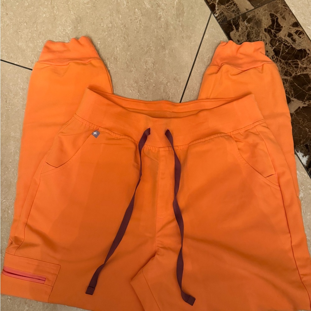 Figs Orange Jogger Pants with Purple Accents